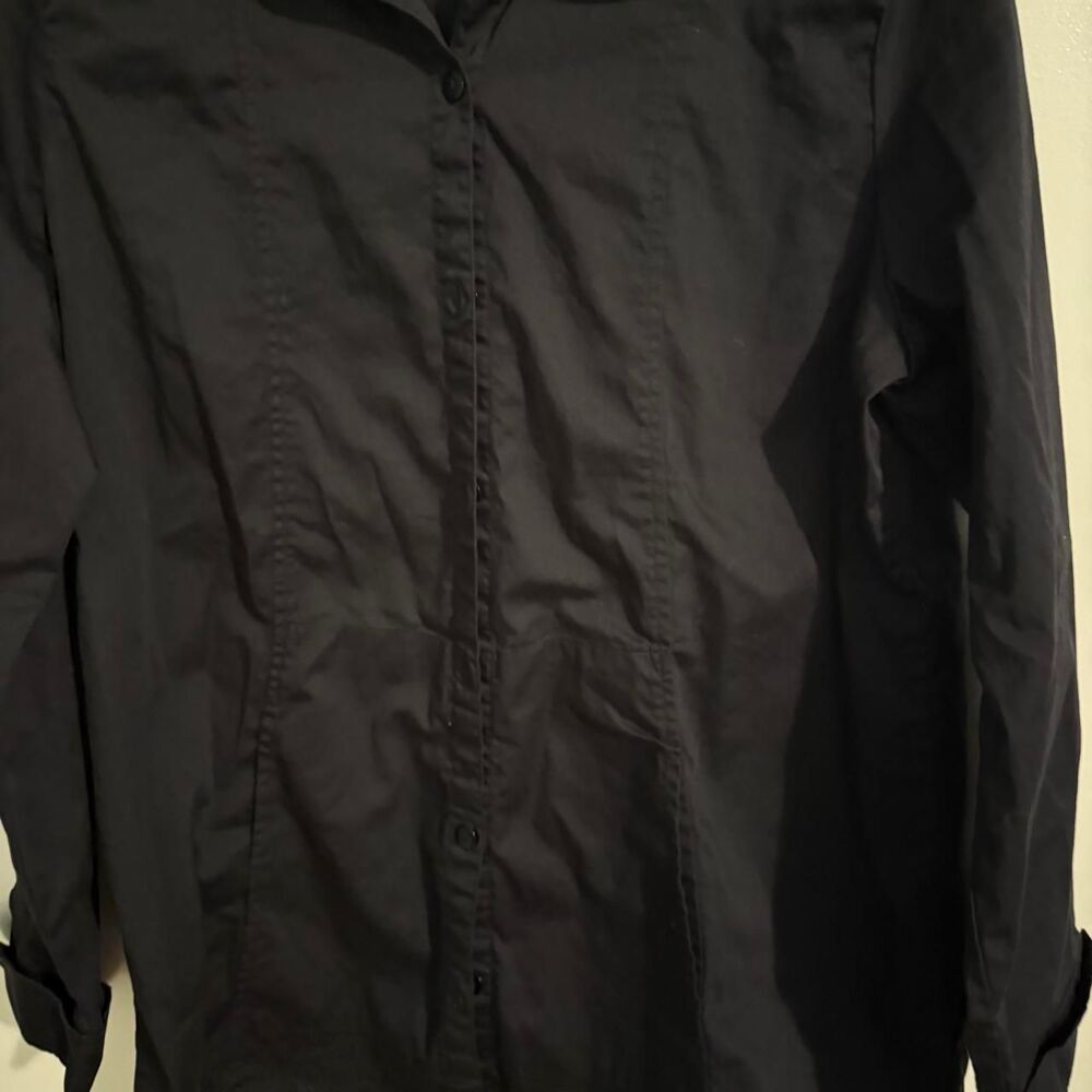 NorthStyle Shirt Women Size XL Black Button Up Long Sleeve Blouse - Picture 3 of 6